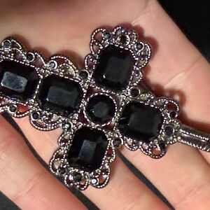 Elegant Black and Silver Tone Cross Pendant